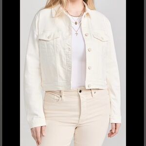 Good American Cream Jean Jacket Cropped Style